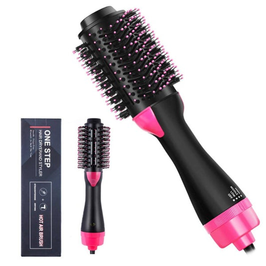 1 Pc Multifunctional Hot Air Comb,4-In-1 Hot Air CombHair Dryer, For Hair Curler & Straightener, Puffy Hairstyling,One-Step Volumizer Hair Dryer And Styler,Less Frizz, More Shine And Less Heat Damage For Salon-Style Blowouts Black/Pink