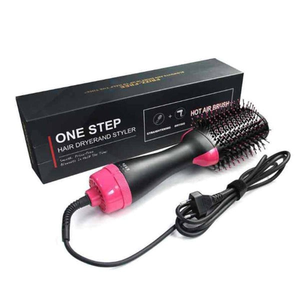 1 Pc Multifunctional Hot Air Comb,4-In-1 Hot Air CombHair Dryer, For Hair Curler & Straightener, Puffy Hairstyling,One-Step Volumizer Hair Dryer And Styler,Less Frizz, More Shine And Less Heat Damage For Salon-Style Blowouts Black/Pink