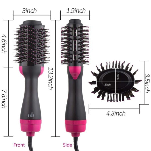 1 Pc Multifunctional Hot Air Comb,4-In-1 Hot Air CombHair Dryer, For Hair Curler & Straightener, Puffy Hairstyling,One-Step Volumizer Hair Dryer And Styler,Less Frizz, More Shine And Less Heat Damage For Salon-Style Blowouts Black/Pink