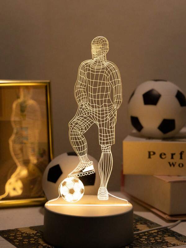 1pc 3d Football Athletic Effect Led Night Light, Decorative Night Lamp