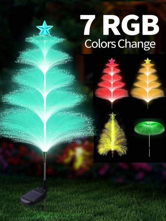 Solar Garden Lights Outdoor Christmas Tree Lights Waterproof 7 Color Changing 5 Layer Jellyfish And Star Solar Flower Lights For Christmas Outdoor Yard Garden Decor,Gifts For Women