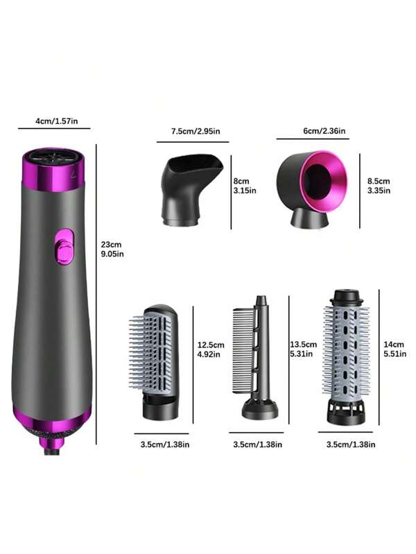 Five-In-One Wet And Dry Hair Dryer Hot Air Comb Curl Straight Hair Perm, Hair Dryer Straight Roll Hair Comb Straight Hair Comb, Hair Dryer Negative Ion Protection Heat Comb Comb Automatic Curling Iron