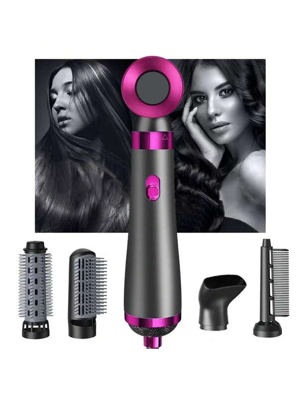 Five-In-One Wet And Dry Hair Dryer Hot Air Comb Curl Straight Hair Perm, Hair Dryer Straight Roll Hair Comb Straight Hair Comb, Hair Dryer Negative Ion Protection Heat Comb Comb Automatic Curling Iron