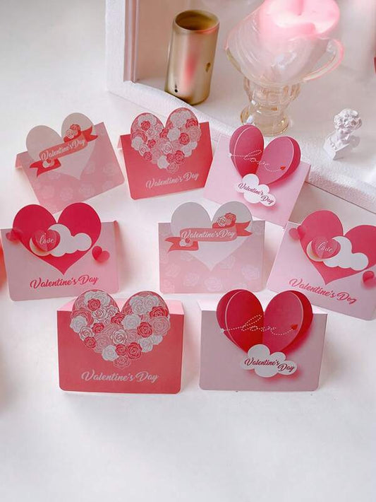 20/30pcs Valentine's Day Heart Decor Card Mixed Color Valentine's Day Heart-Shaped Handwritten Greeting Cards Upscale Blank Wishes Message Card Birthday Florist Thanksgiving Wedding Couples Gift Card Postcard Small Paper Card