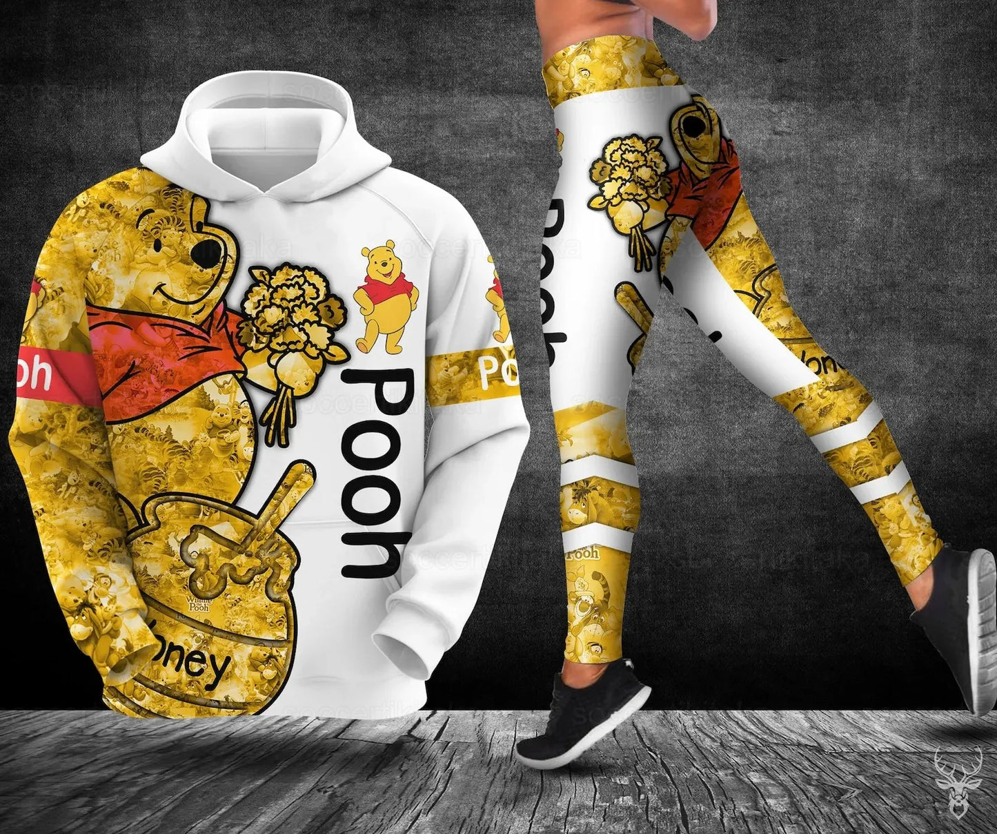 Personalized Winnie the Pooh 3D Hoodie Women's Hoodie Yoga Pants Set Disney Yoga Leggings Sweatpants Hoodie Fashion Sports Suit