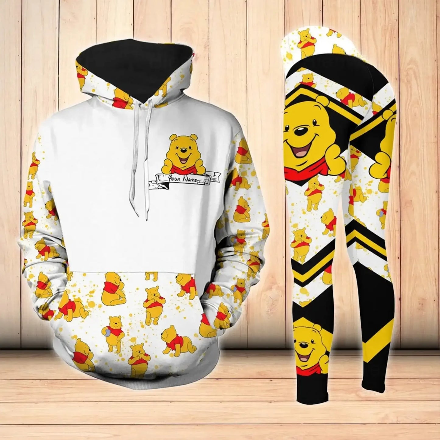 Personalized Winnie the Pooh 3D Hoodie Women's Hoodie Yoga Pants Set Disney Yoga Leggings Sweatpants Hoodie Fashion Sports Suit